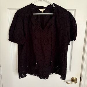 Adiva Black Eyelet Blouse